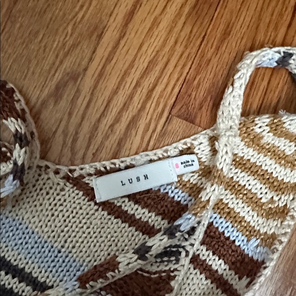 Lush Striped Knit Maxi Dress in Cream, Brown & Blue - Picture 2 of 2